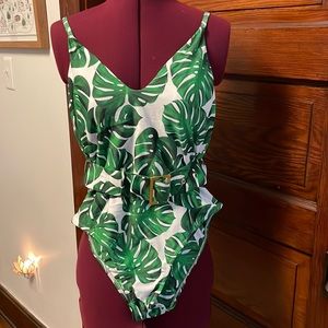 Mumu mermaid medium palm leaf belted bathing suit brand new